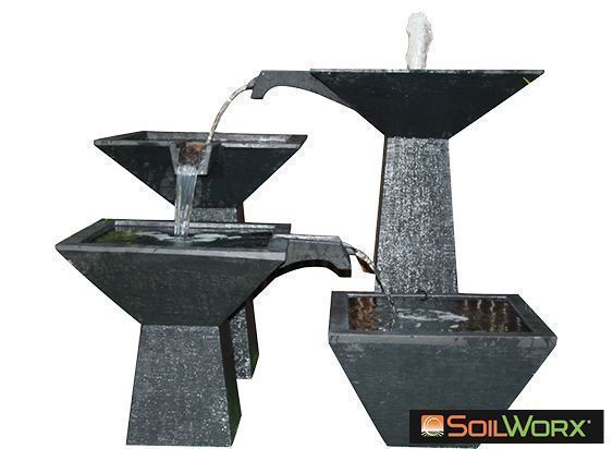 Three Tier Cascade Fountain - Medium Grey